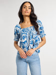 Caro Top in Blue Hibiscus