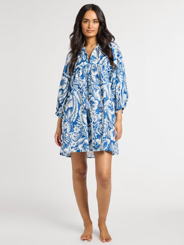 Daisy Dress in Blue Hibiscus