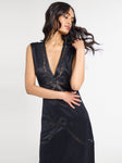 Devon Dress in Black Satin