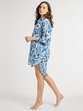 Holly Mini Dress in Blue Hibiscus