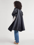 Josephine Coat in Black Satin