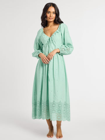 Juliette Dress in Pistachio Eyelet