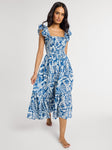 Olympia Dress in Blue Hibiscus