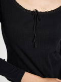 Sally Pointelle Tee in Black